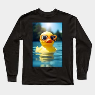 Cute Rubber Duck Wearing Glasses Long Sleeve T-Shirt